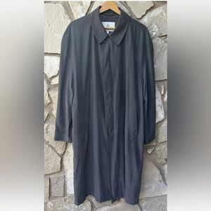 London Fog Mens Long Trench‎ Coat Overcoat Gray 40 Reg Classic Lined Unbelted EC